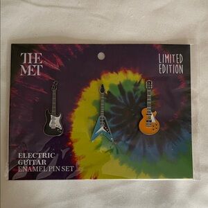 Electric Guitar Enamel Pin Set - Black, Blue, Orange